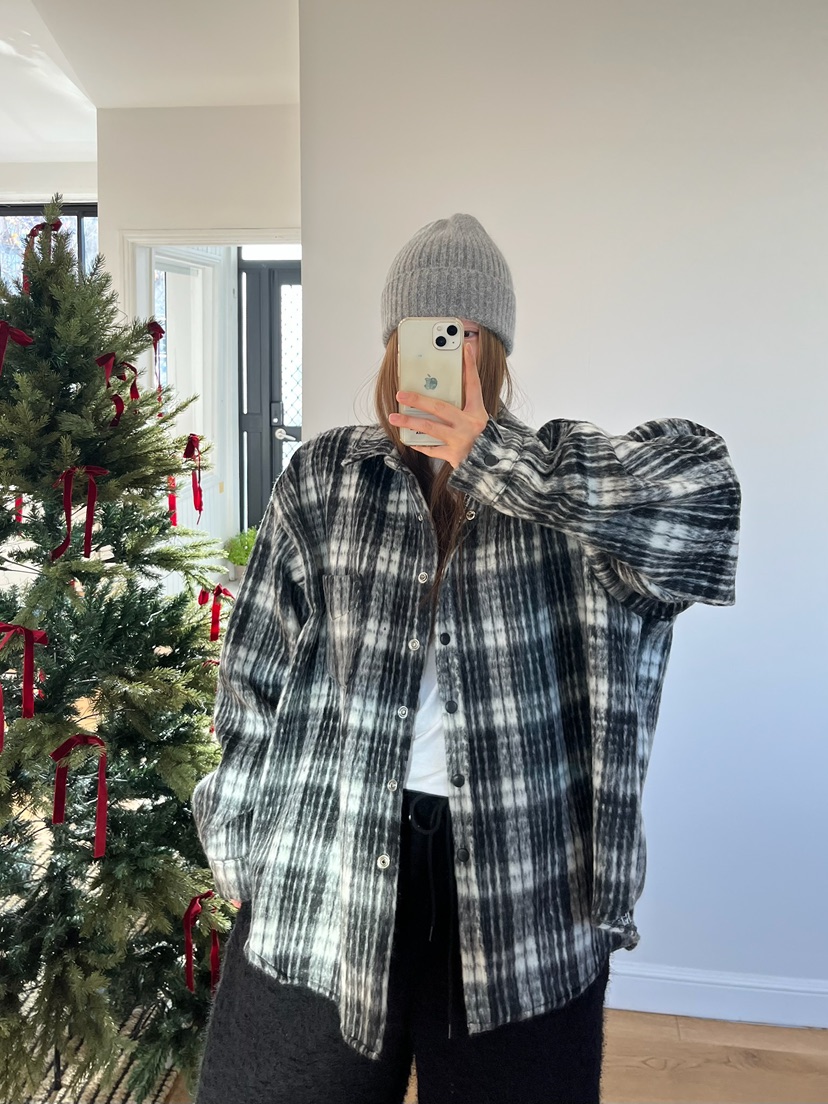 LOVE PULL東大門㊣實拍女裝新款熱賣25秋冬襯衫蕾絲衫羊駝格子LOVE PULL襯衫/蕾絲衫圖色2