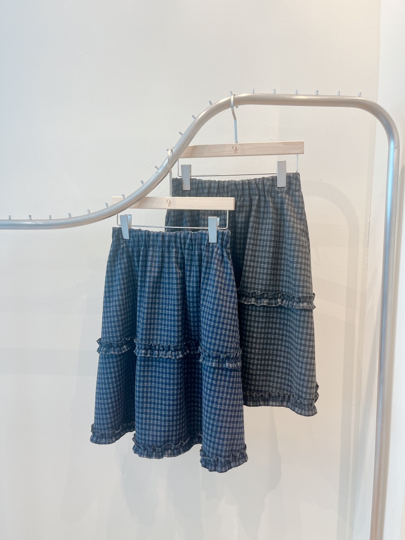 OVE東大門㊣直郵女裝新款人氣25秋冬推薦休閑半身裙中短裙格子OVE半身裙/中短裙