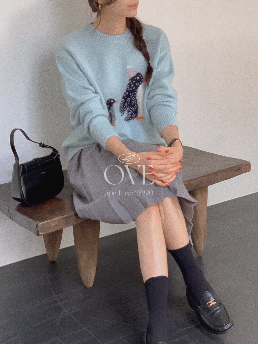 OVE東大門㊣直郵女裝新款人氣25秋冬推薦休閑半身裙中短裙格子OVE半身裙/中短裙