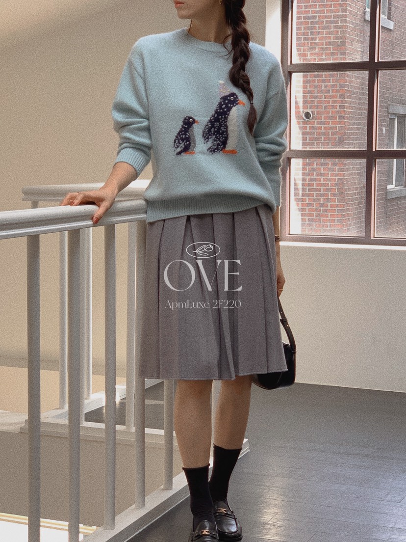 OVE東大門㊣直郵女裝新款人氣25秋冬推薦休閑半身裙中短裙格子OVE半身裙/中短裙