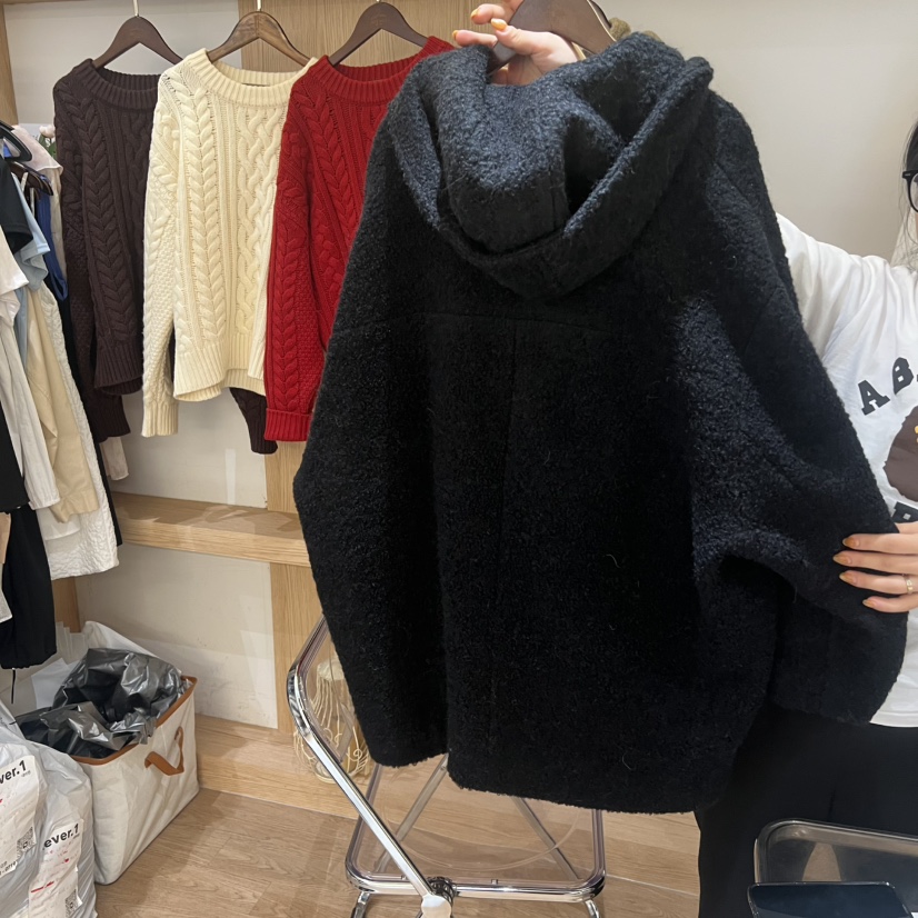 NEVER.1東大門㊣實拍女裝新品真品職業中長款大衣羊毛混紡NEVER.1中長款大衣