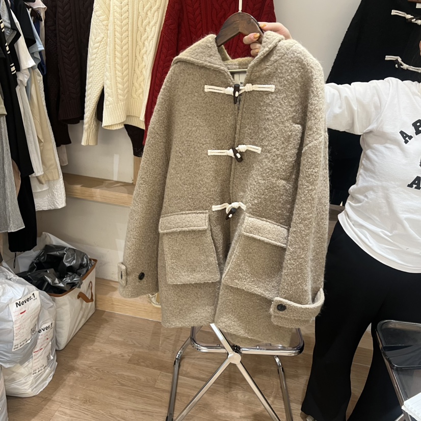 NEVER.1東大門㊣實拍女裝新品真品職業中長款大衣羊毛混紡NEVER.1中長款大衣圖色1