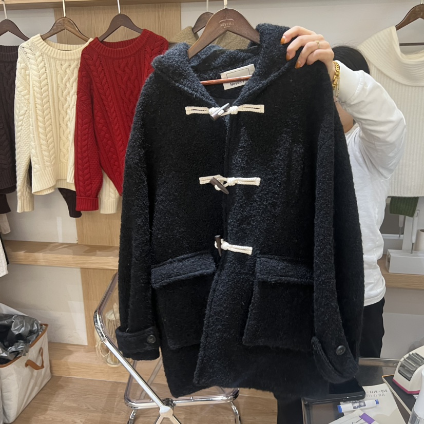 NEVER.1東大門㊣實拍女裝新品真品職業中長款大衣羊毛混紡NEVER.1中長款大衣圖色2