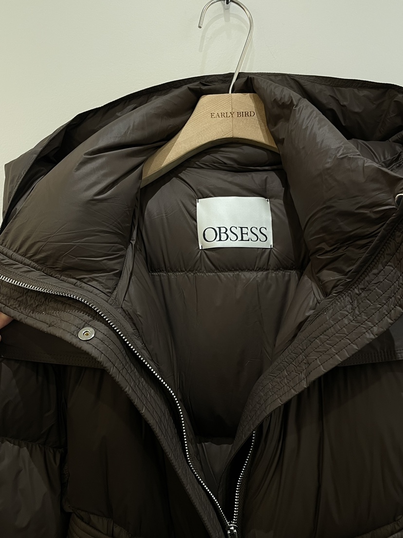 OBSESS韓國直郵㊣女士新款人氣真品推薦長款羽絨服含腰帶鴨絨OBSESS/EARLY BIRD長款羽絨服