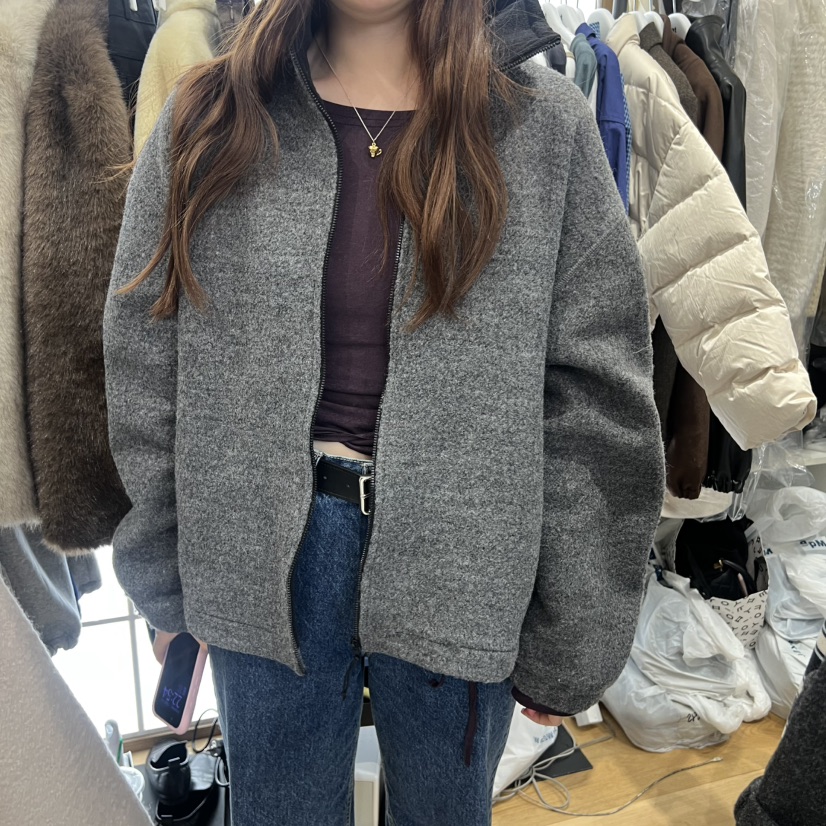 FLAT韓國直郵㊣女裝新款時尚休閑人氣25秋冬推薦熱賣夾克羊毛FLAT夾克圖色1