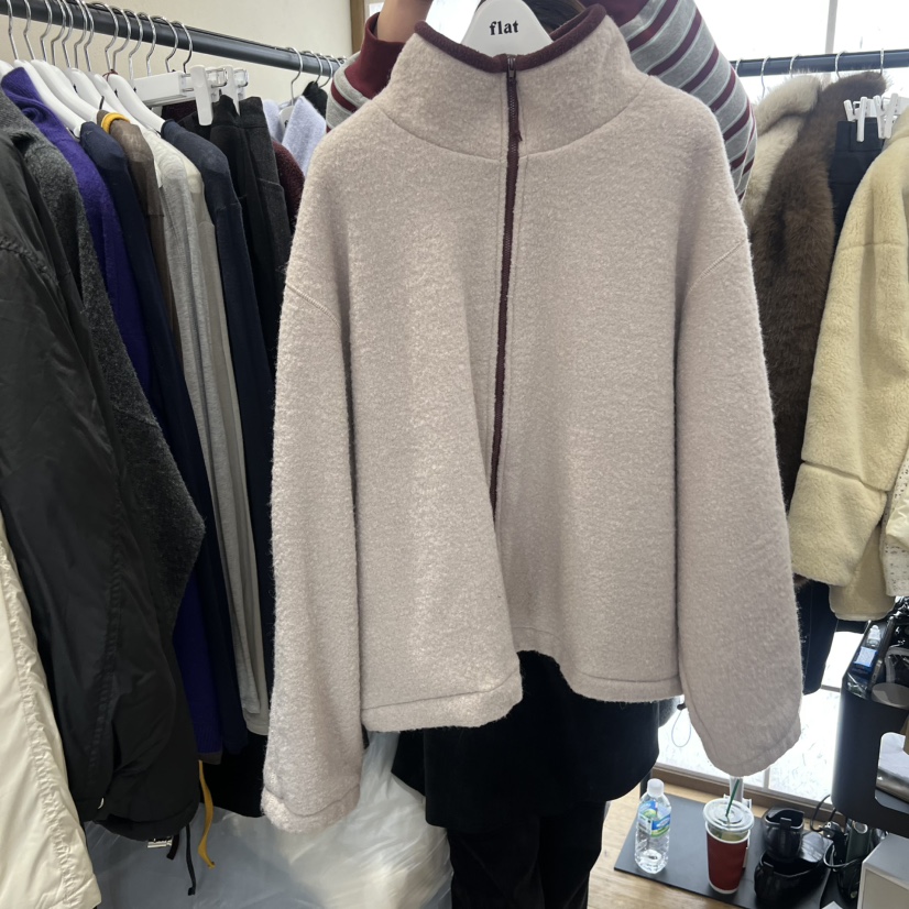 FLAT韓國直郵㊣女裝新款時尚休閑人氣25秋冬推薦熱賣夾克羊毛FLAT夾克圖色2