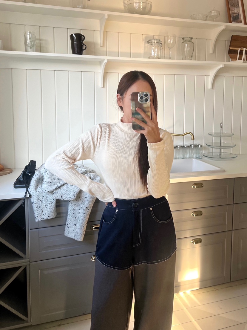 BOLD東大門㊣實拍女裝新品人氣25秋冬真品熱賣職業長袖T恤褶皺BOLD長袖T恤