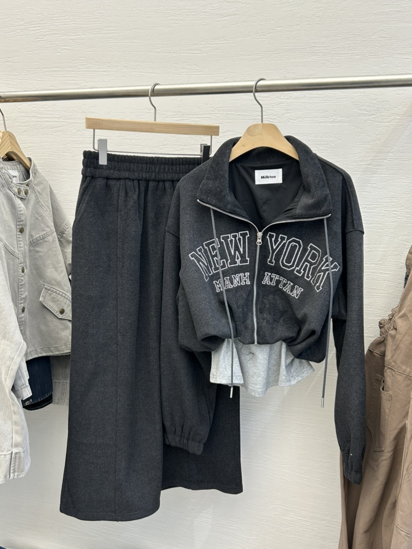 MILK TEA韓國代購㊣女士新品熱賣25秋冬休閑人氣職業時尚套裝MILK TEA套裝圖色2