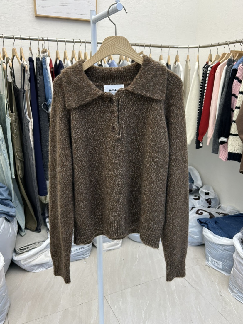 MILK TEA東大門㊣實拍女士新品推薦真品人氣休閑針織衫紐扣MILK TEA針織衫圖色2