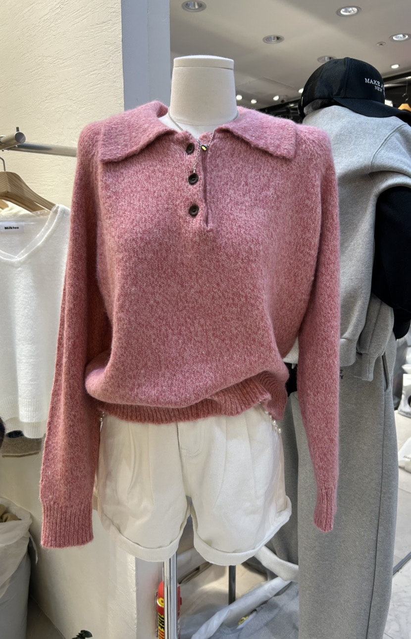 MILK TEA東大門㊣實拍女士新品推薦真品人氣休閑針織衫紐扣MILK TEA針織衫圖色3