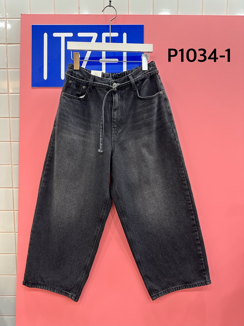 ITZEL東大門㊣實拍女士新款人氣推薦時尚休閑職業牛仔褲含腰繩ITZEL牛仔褲圖色1