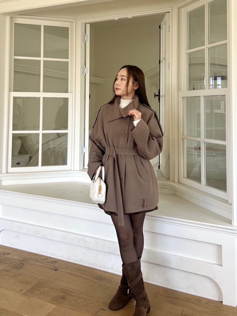 BOLD東大門㊣代購女裝新款熱賣時尚職業休閑25秋冬夾克含腰帶BOLD夾克