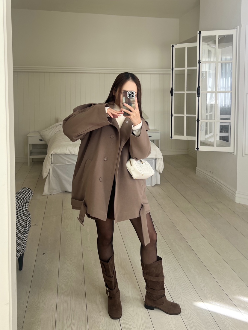 BOLD東大門㊣代購女裝新款熱賣時尚職業休閑25秋冬夾克含腰帶BOLD夾克