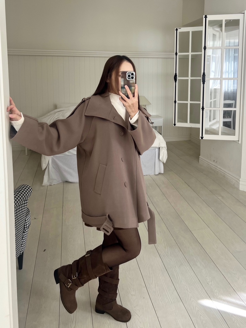 BOLD東大門㊣代購女裝新款熱賣時尚職業休閑25秋冬夾克含腰帶BOLD夾克