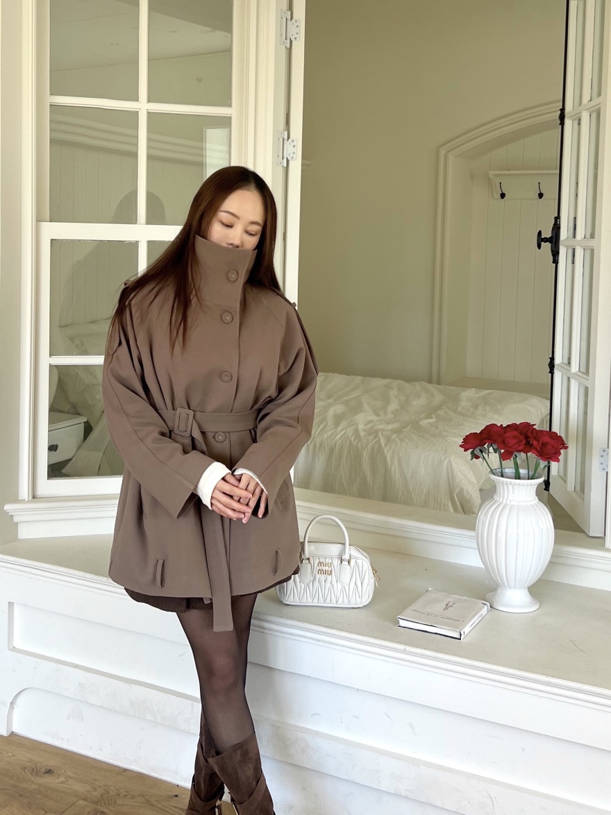 BOLD東大門㊣代購女裝新款熱賣時尚職業休閑25秋冬夾克含腰帶BOLD夾克