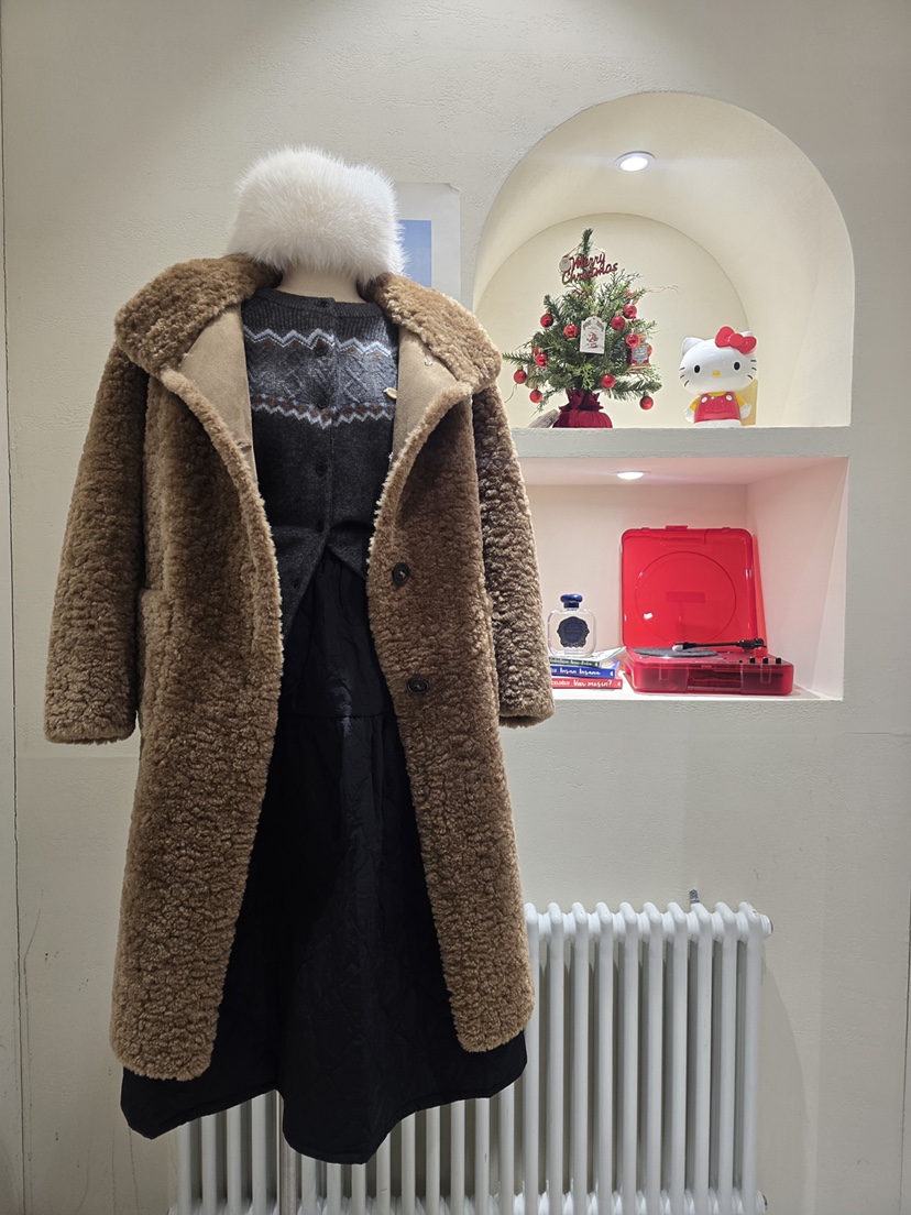 LIKEVAM東大門㊣代購女士新品真品時尚人氣職業中長款大衣羊皮LIKEVAM中長款大衣