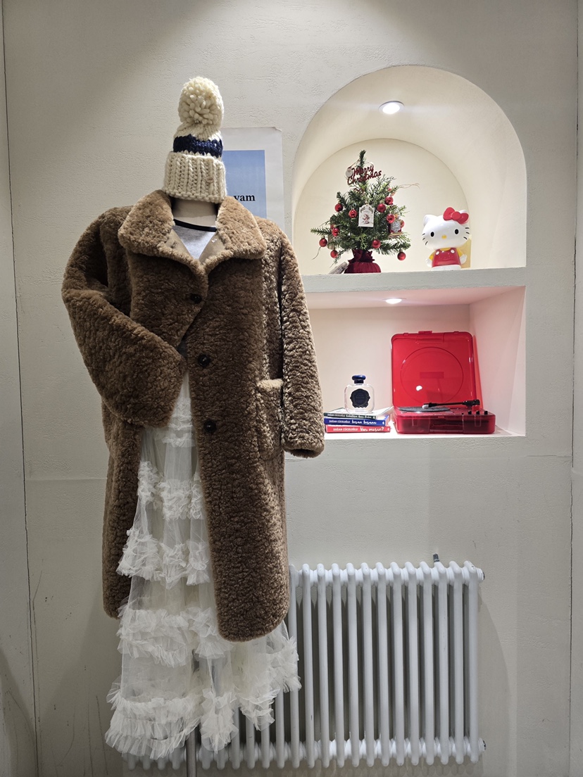 LIKEVAM東大門㊣代購女士新品真品時尚人氣職業中長款大衣羊皮LIKEVAM中長款大衣