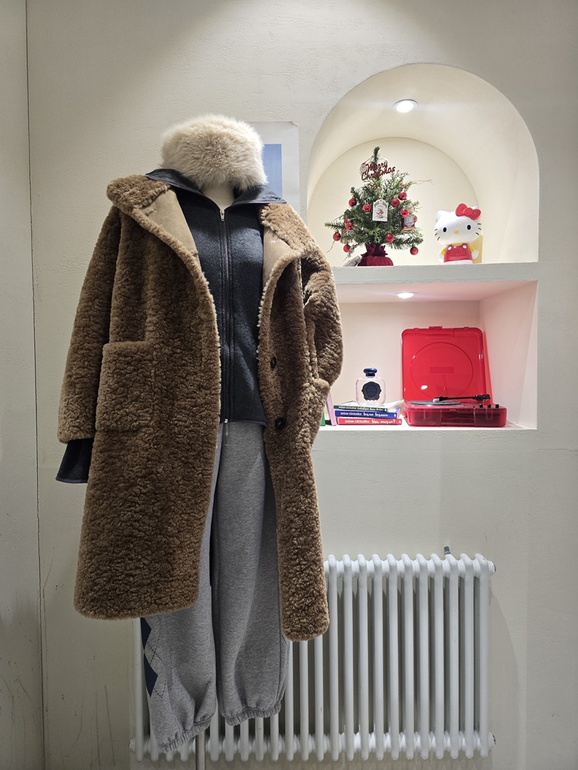 LIKEVAM東大門㊣代購女士新品真品時尚人氣職業中長款大衣羊皮LIKEVAM中長款大衣