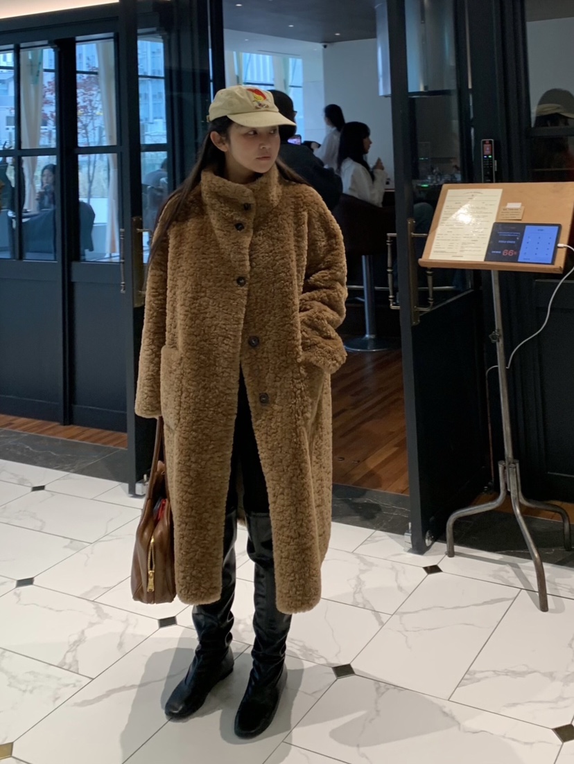 LIKEVAM東大門㊣代購女士新品真品時尚人氣職業中長款大衣羊皮LIKEVAM中長款大衣