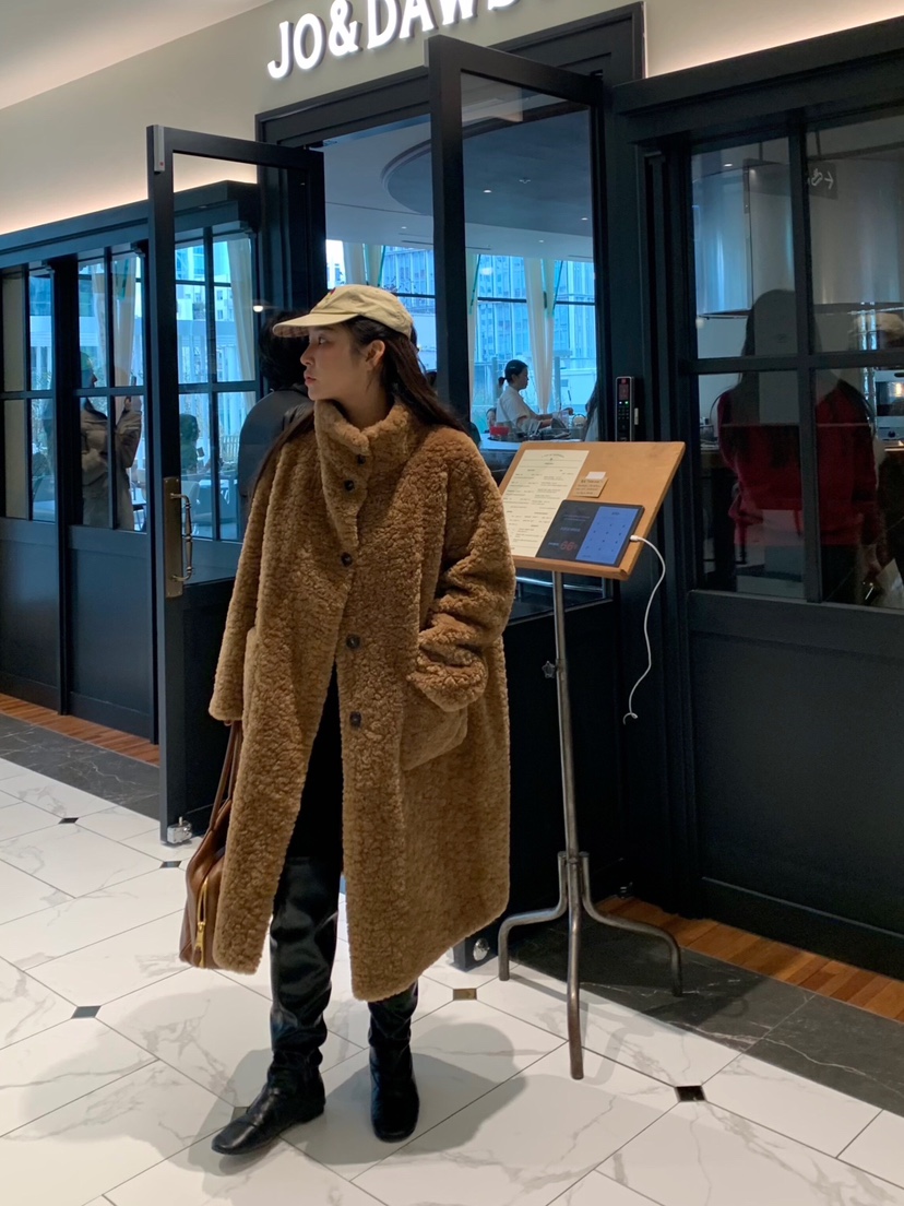 LIKEVAM東大門㊣代購女士新品真品時尚人氣職業中長款大衣羊皮LIKEVAM中長款大衣