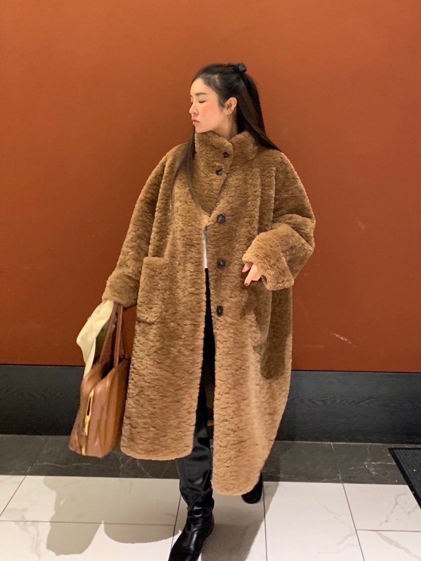 LIKEVAM東大門㊣代購女士新品真品時尚人氣職業中長款大衣羊皮LIKEVAM中長款大衣