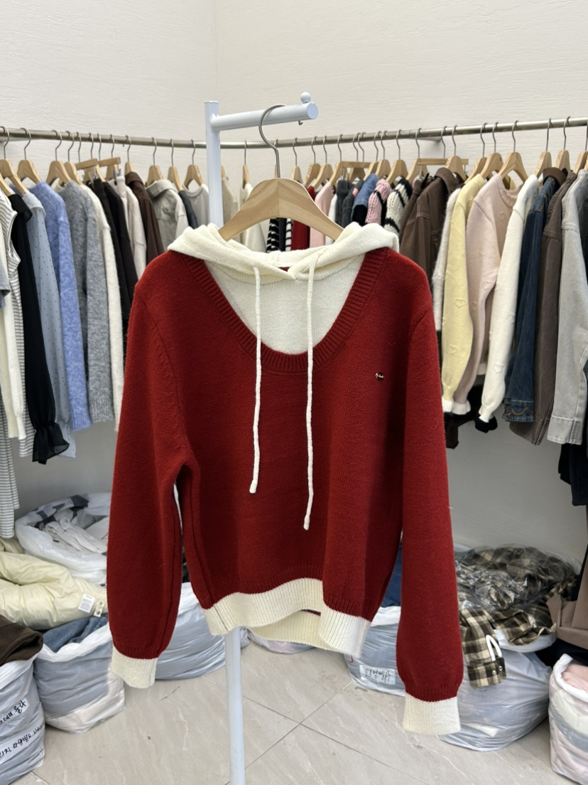 MILK TEA東大門㊣代購女士新品人氣職業時尚真品針織衫連帽衫MILK TEA針織衫圖色2