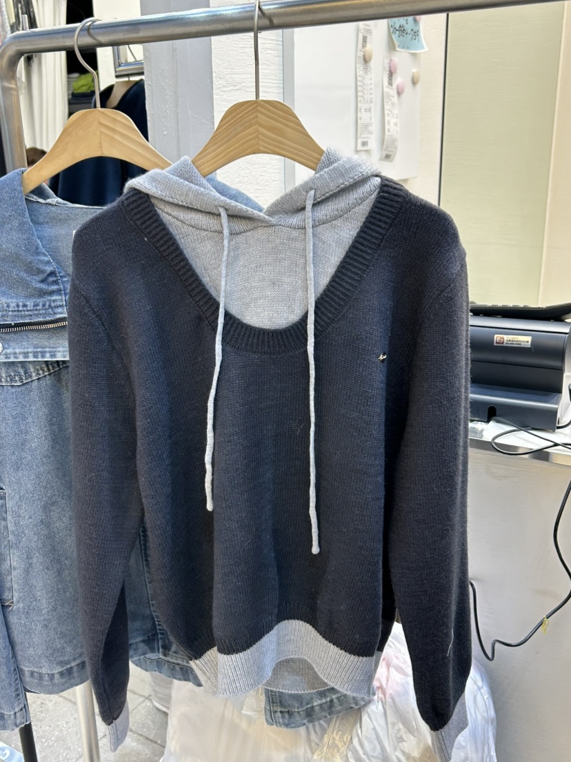 MILK TEA東大門㊣代購女士新品人氣職業時尚真品針織衫連帽衫MILK TEA針織衫圖色3