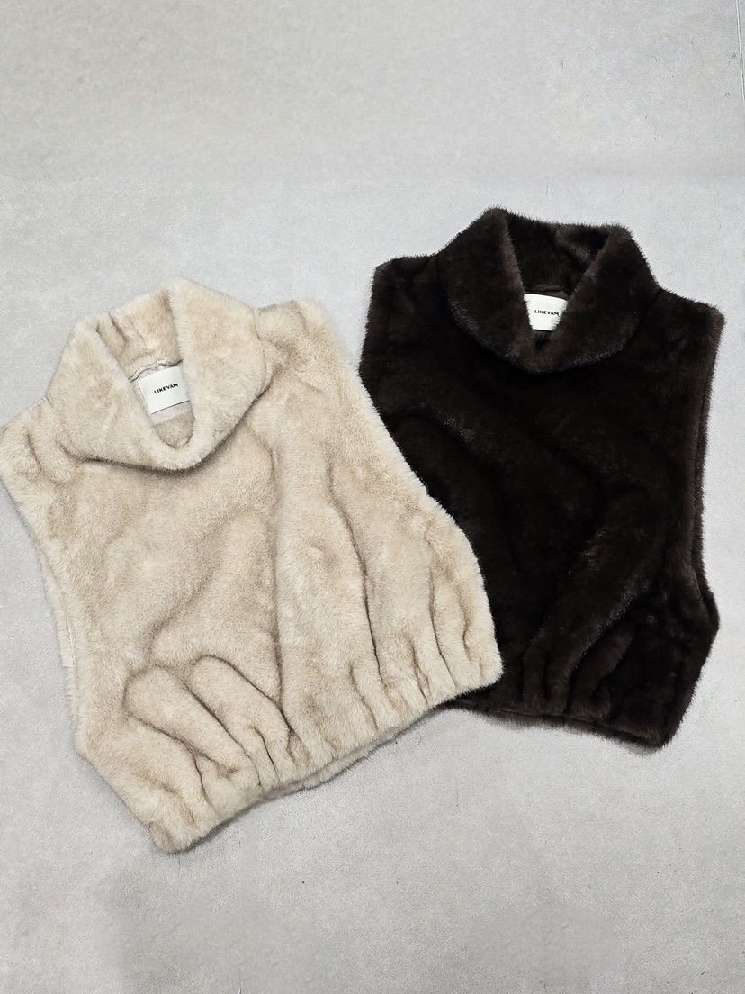 LIKEVAM韓國直郵㊣女裝新品時尚休閑職業推薦25秋冬吊帶背心貂皮LIKEVAM吊帶/背心