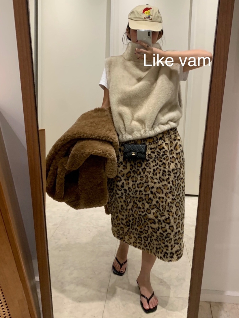 LIKEVAM韓國直郵㊣女裝新品時尚休閑職業推薦25秋冬吊帶背心貂皮LIKEVAM吊帶/背心