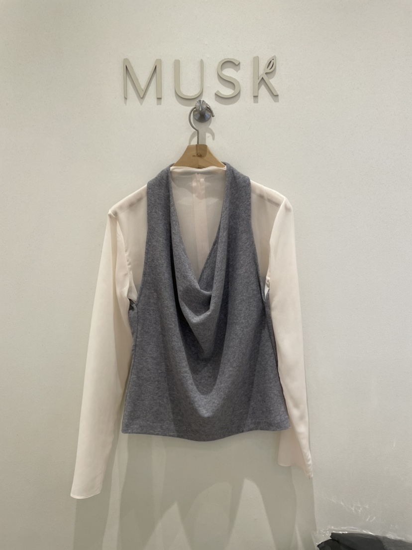 MUSK東大門㊣代購女裝新款人氣推薦時尚休閑襯衫蕾絲衫假兩件MUSK襯衫/蕾絲衫圖色2