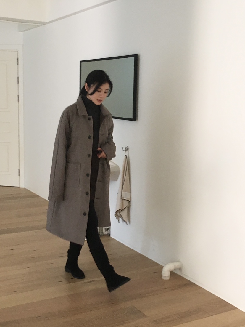 BLISS韓國代購㊣女士新品25秋冬人氣熱賣職業中長款大衣雙面BLISS中長款大衣