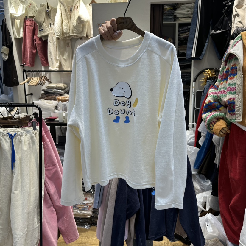 YESFREE東大門㊣直郵女裝新款真品熱賣25秋冬長袖T恤天鵝絨YESFREE長袖T恤圖色1