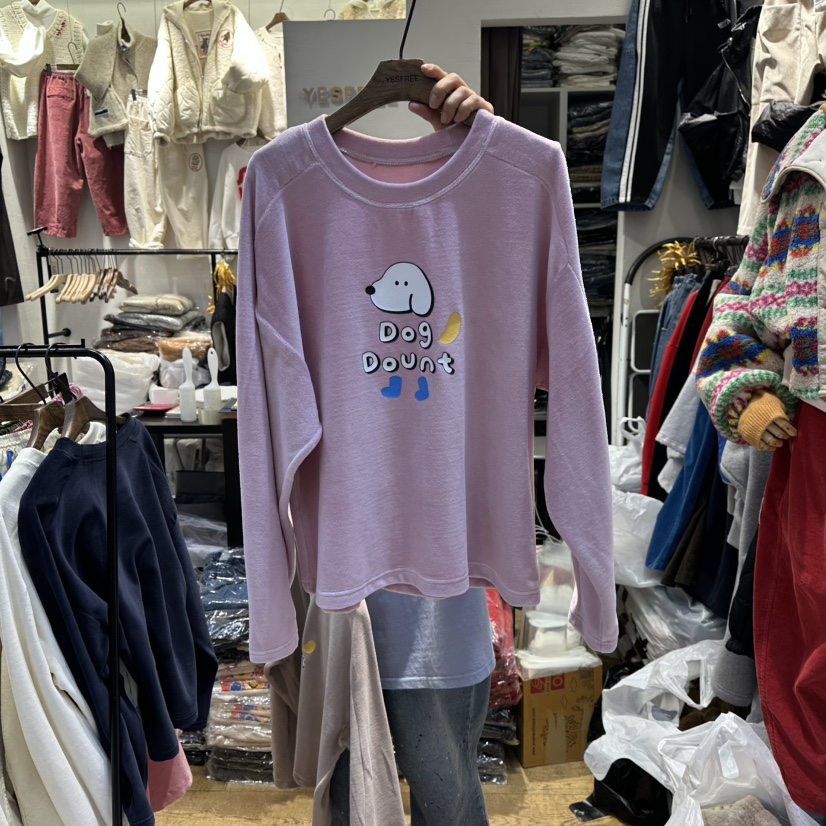 YESFREE東大門㊣直郵女裝新款真品熱賣25秋冬長袖T恤天鵝絨YESFREE長袖T恤圖色2