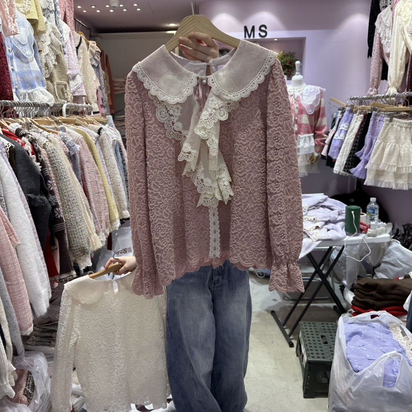 MS東大門㊣代購女裝新品休閑熱賣職業真品時尚人氣襯衫蕾絲衫MS襯衫/蕾絲衫圖色1