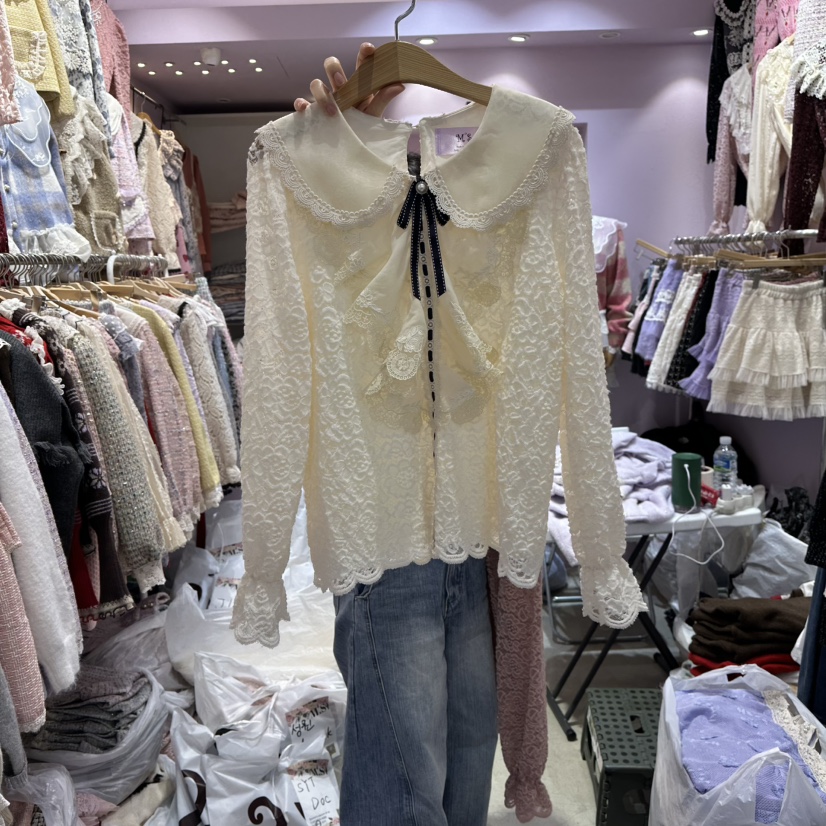 MS東大門㊣代購女裝新品休閑熱賣職業真品時尚人氣襯衫蕾絲衫MS襯衫/蕾絲衫圖色2