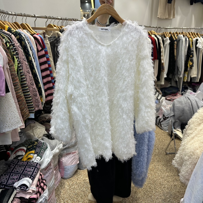 HAPPYBERRY東大門㊣實拍女裝新款25秋冬人氣真品熱賣職業毛衣HAPPYBERRY毛衣圖色1白色