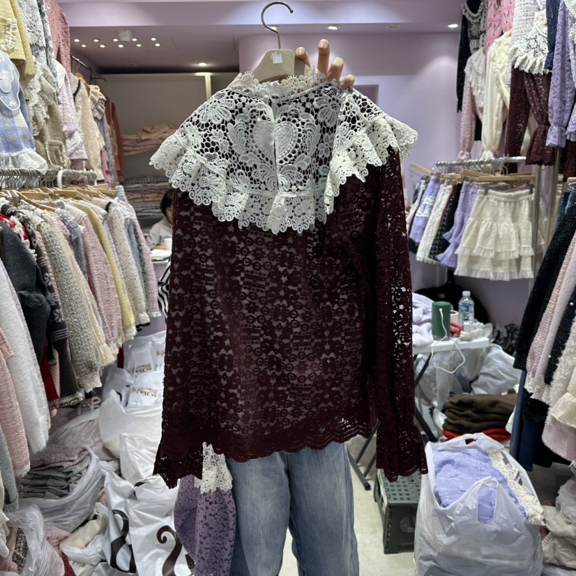 MS東大門㊣實拍女裝新款推薦時尚真品人氣熱賣25秋冬襯衫蕾絲衫MS襯衫/蕾絲衫