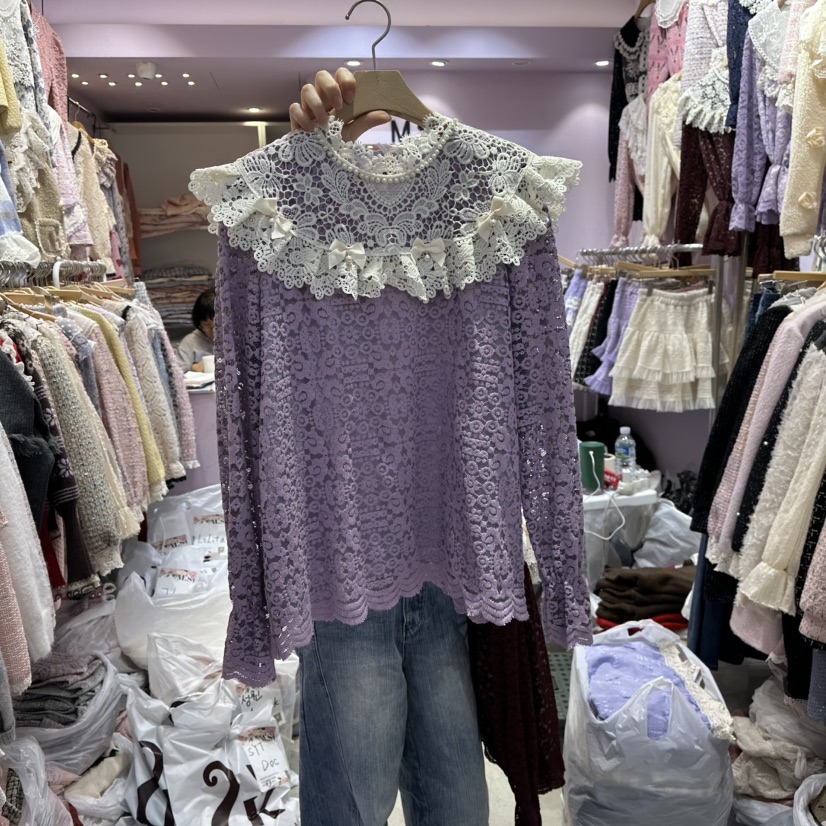 MS東大門㊣實拍女裝新款推薦時尚真品人氣熱賣25秋冬襯衫蕾絲衫MS襯衫/蕾絲衫圖色1