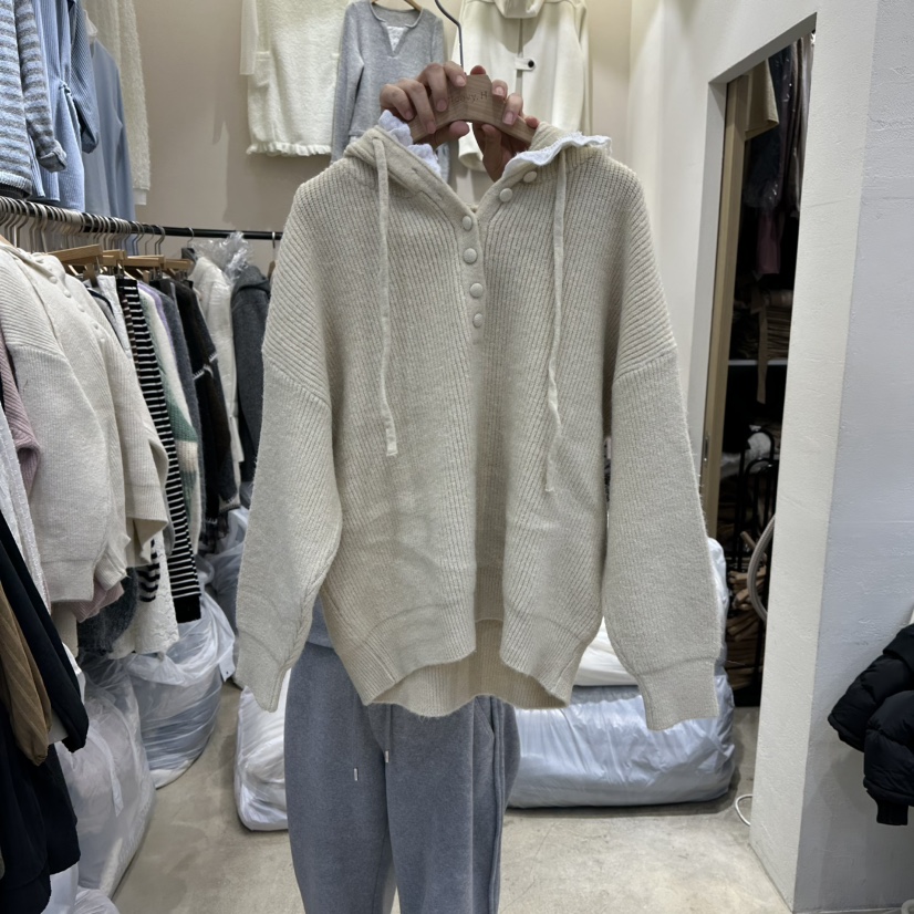 HOLYBANANA東大門㊣實拍女士新款真品職業時尚人氣毛衣連帽衫groovy.H/HOLYBANANA毛衣圖色2米色