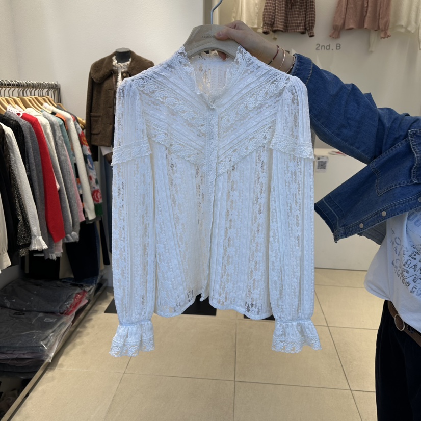 2nd B-S東大門㊣實拍女裝新品25秋冬職業推薦休閑襯衫蕾絲衫2nd B-S襯衫/蕾絲衫圖色1
