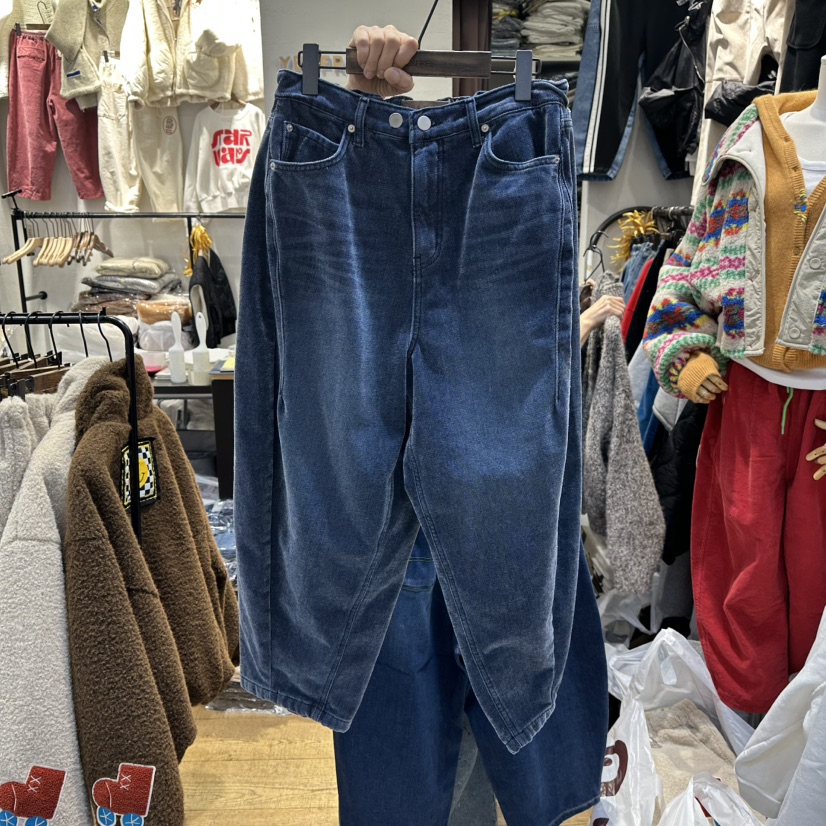 YESFREE東大門㊣直郵女士新品時尚休閑推薦牛仔褲天鵝絨加絨YESFREE牛仔褲圖色1