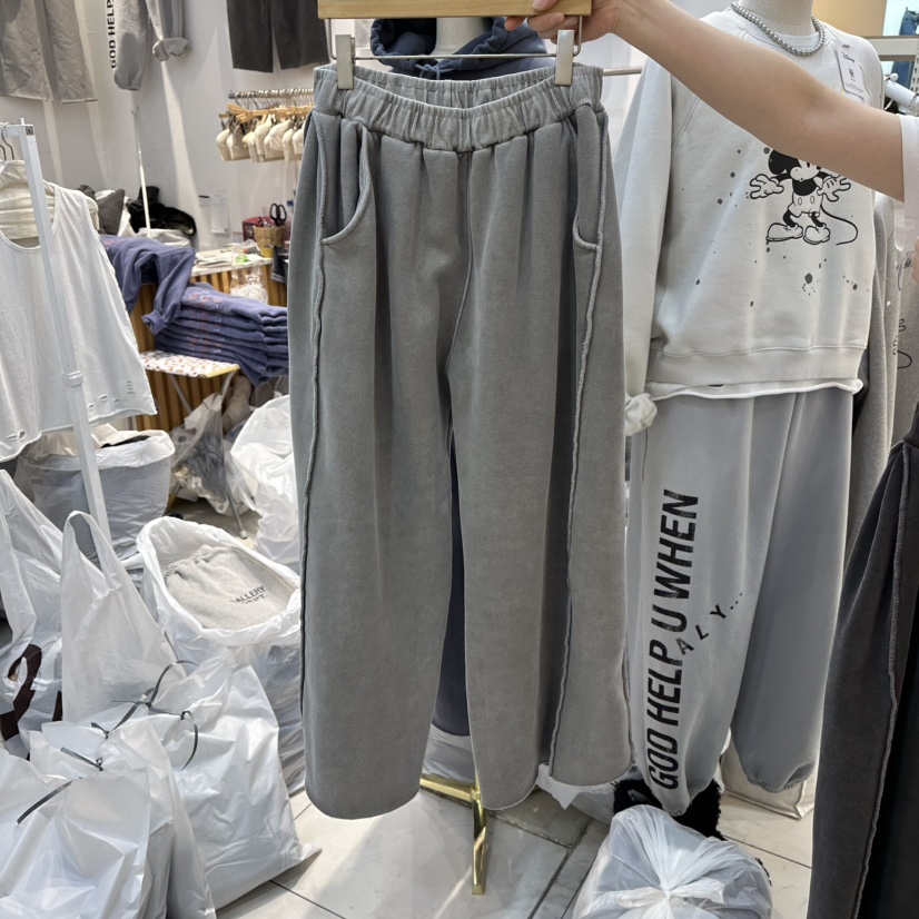 WASHBLUE東大門㊣直郵女裝新品時尚25秋冬熱賣休閑休閑褲羊毛WASHBLUE休閑褲圖色1