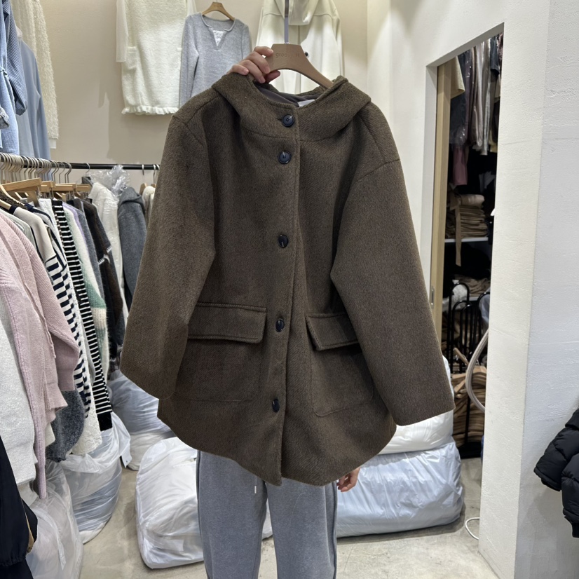 HOLYBANANA東大門㊣實拍女裝新款真品人氣時尚中長款大衣羊駝groovy.H/HOLYBANANA中長款大衣圖色3