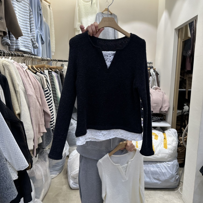 HOLYBANANA韓國代購㊣女士新品休閑職業人氣時尚推薦長袖T恤groovy.H/HOLYBANANA長袖T恤圖色3