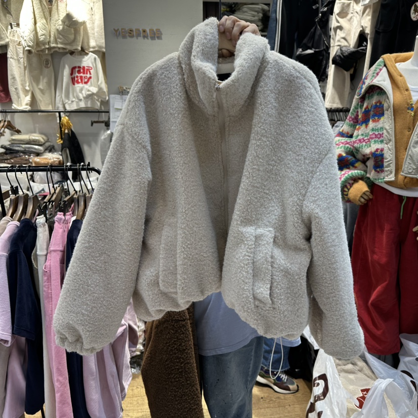 YESFREE韓國代購㊣女裝新款推薦職業真品休閑時尚夾克羊毛衫YESFREE夾克圖色1