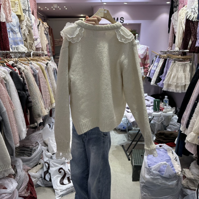 MS東大門㊣直郵女裝新款休閑真品時尚推薦人氣毛衣刺繡花朵MS毛衣