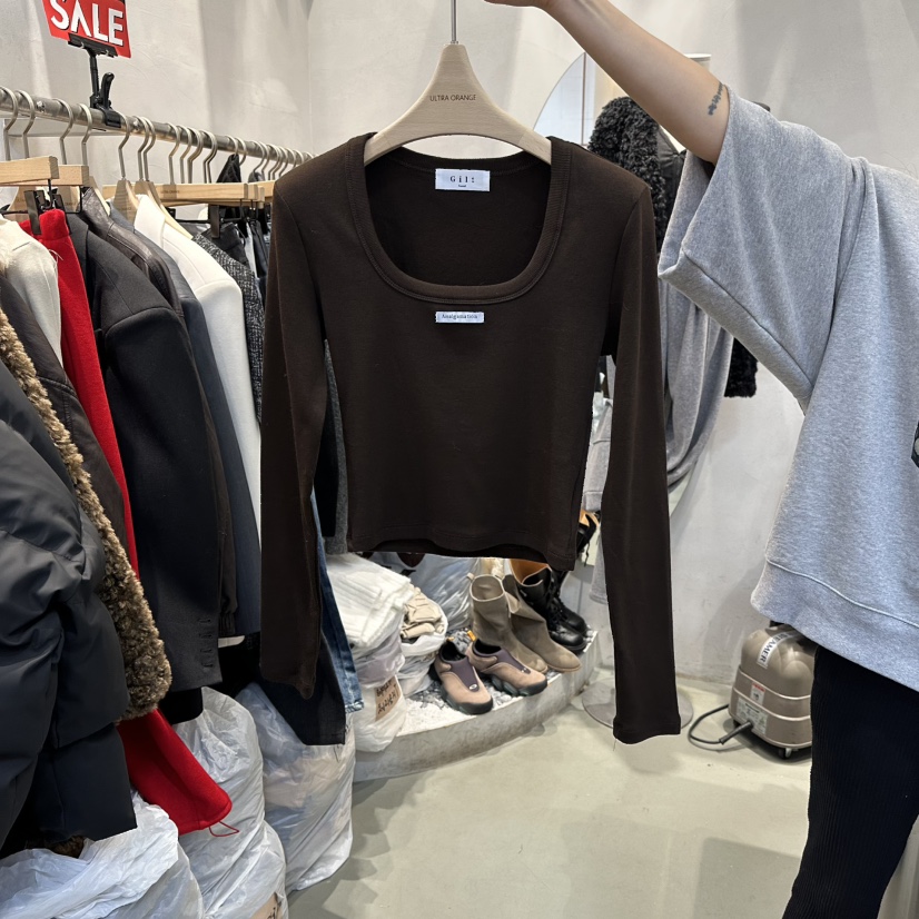ULTRAORANGE韓國代購㊣女裝新款休閑時尚熱賣25秋冬長袖T恤GILT/ULTRAORANGE長袖T恤圖色3棕色
