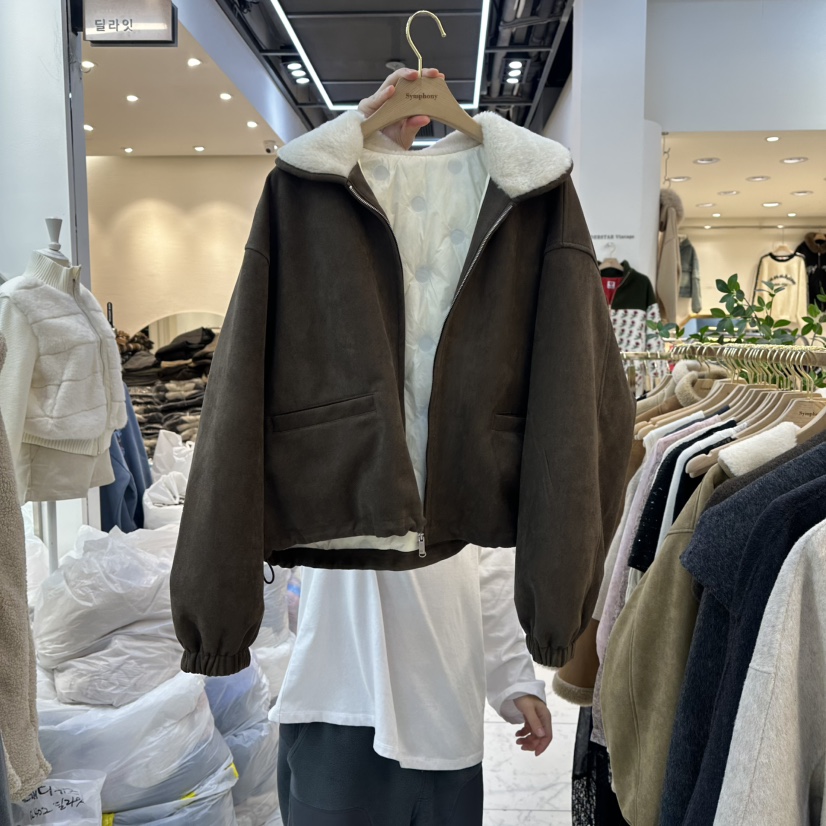 SYMPHONY東大門㊣直郵女士新款推薦休閑真品熱賣25秋冬夾克麂皮SYMPHONY夾克圖色2