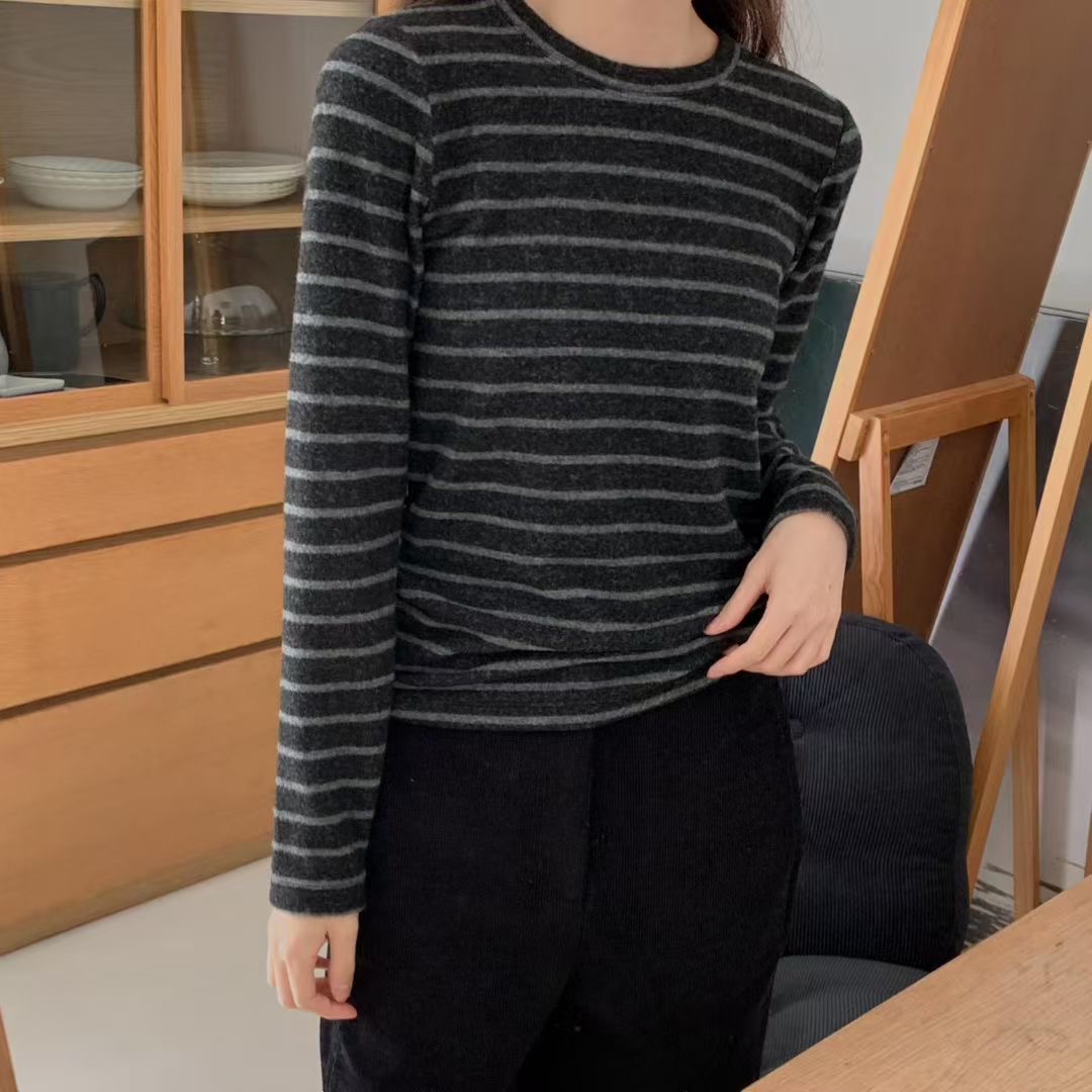 BREEZE-OT東大門㊣直郵女裝新品推薦人氣熱賣休閑長袖T恤條紋BREEZE-OT長袖T恤