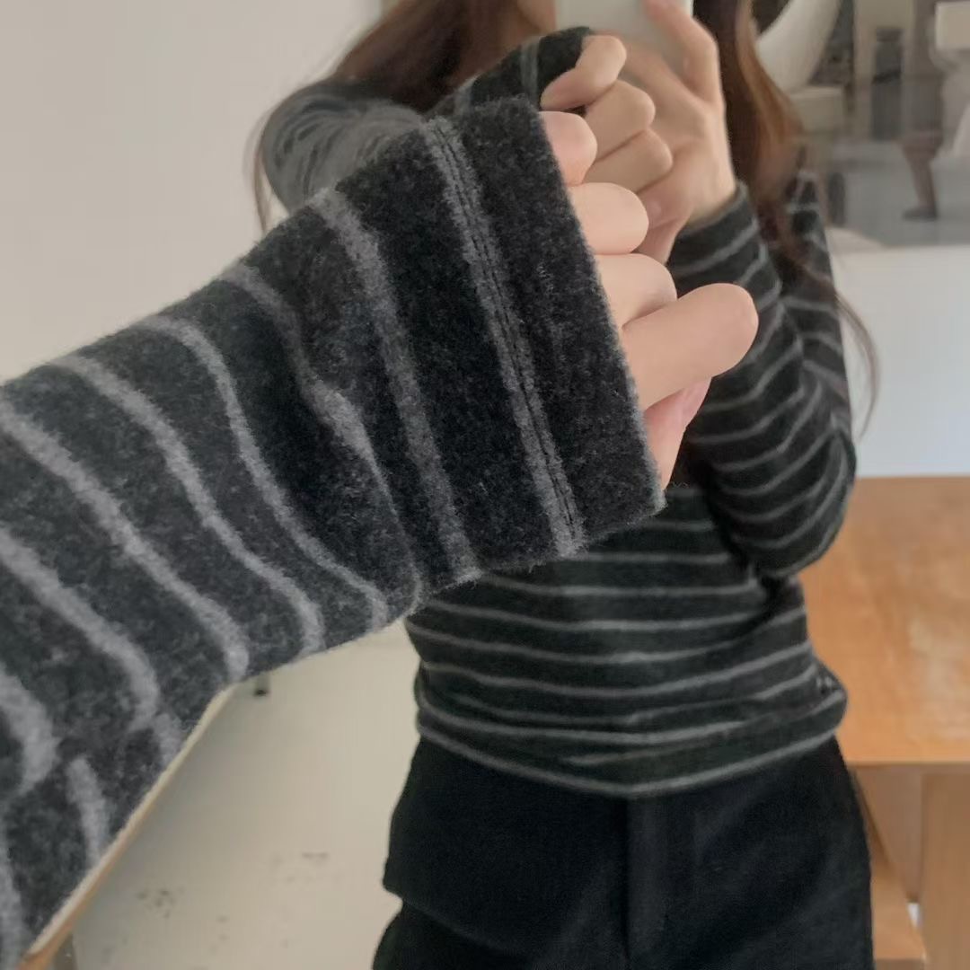 BREEZE-OT東大門㊣直郵女裝新品推薦人氣熱賣休閑長袖T恤條紋BREEZE-OT長袖T恤